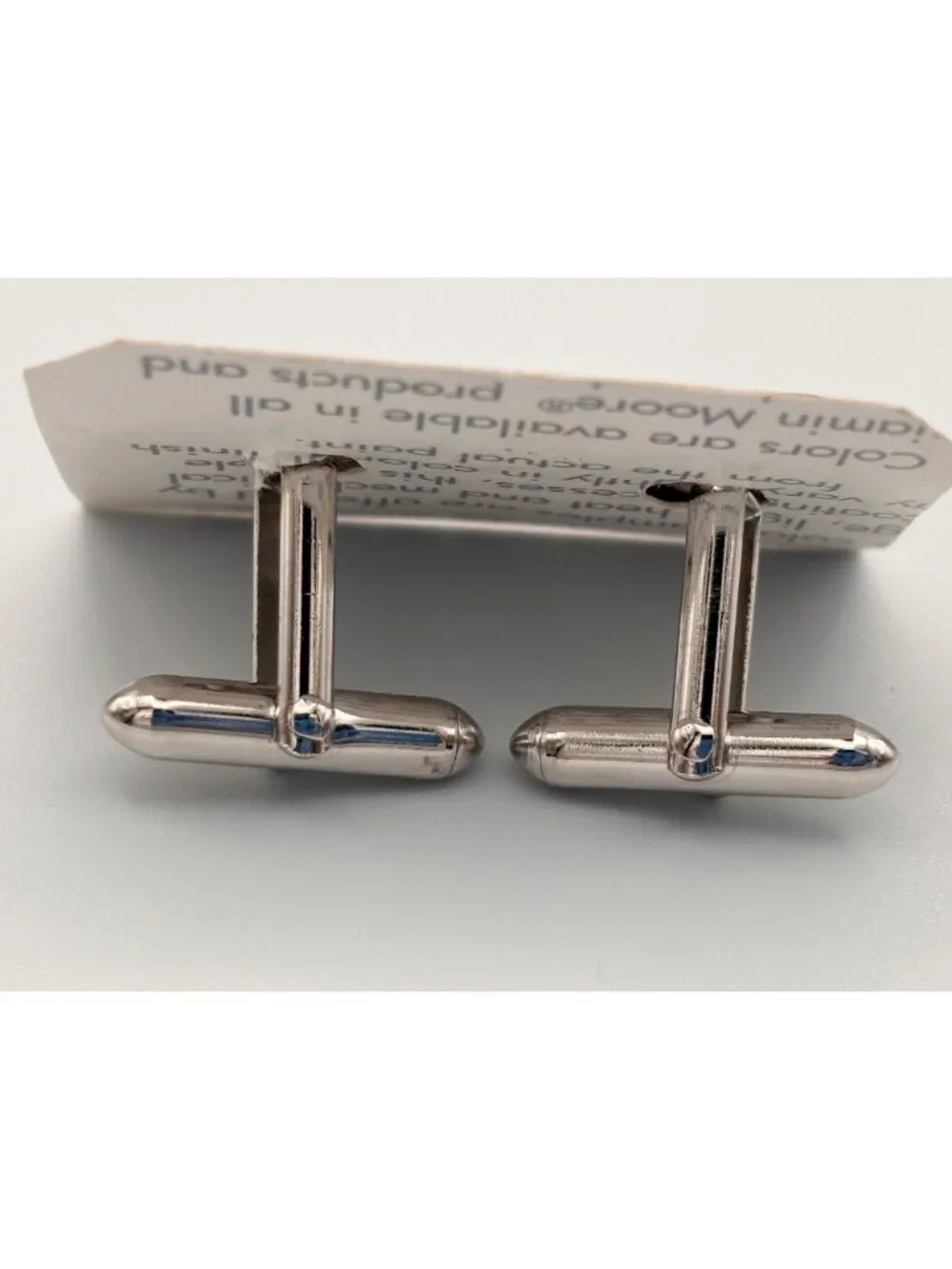 Vintage Swank Silver-Tone Oval Cufflinks Geometric Design For Men